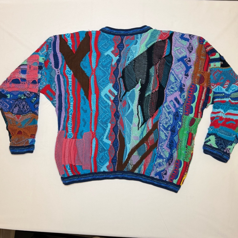 Vintage Coogi Women's Sweater Size M 3D Knit Blue Purple Alphabet Pattern Rare - Picture 9 of 13